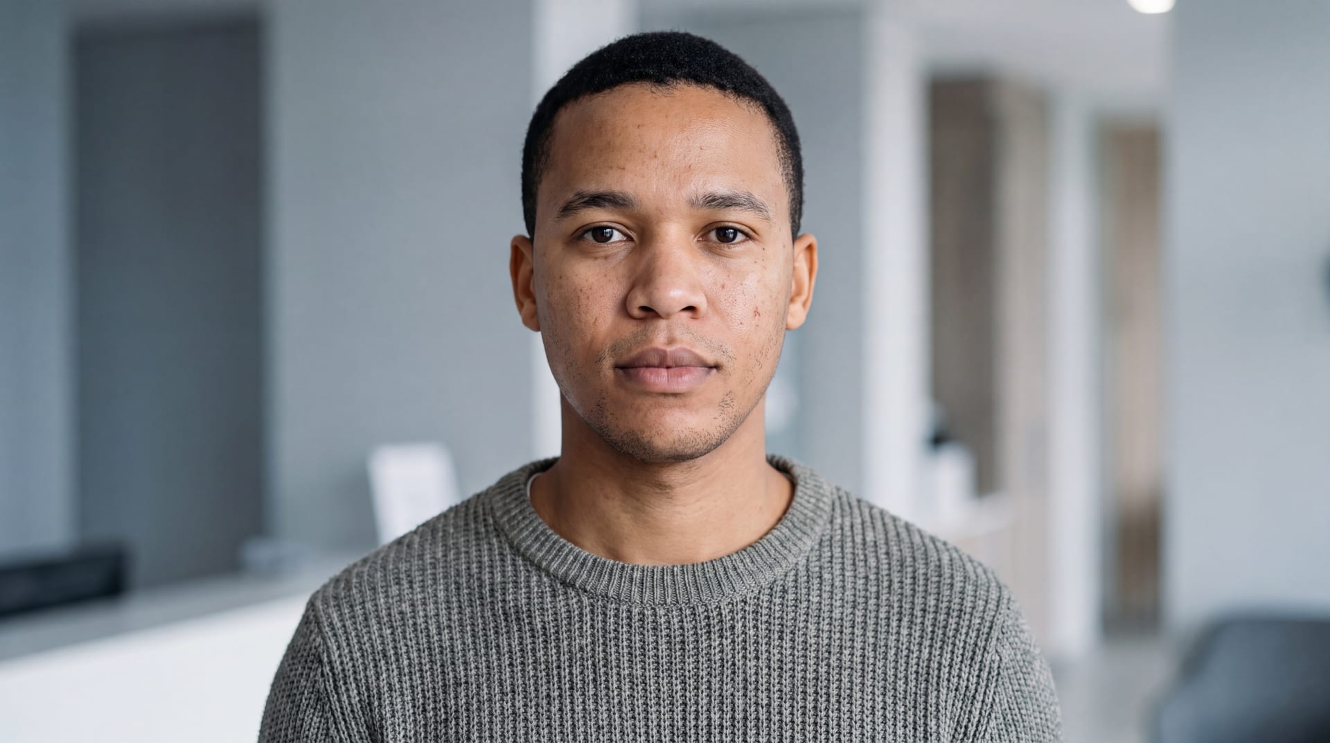 South African adult looking directly at the camera