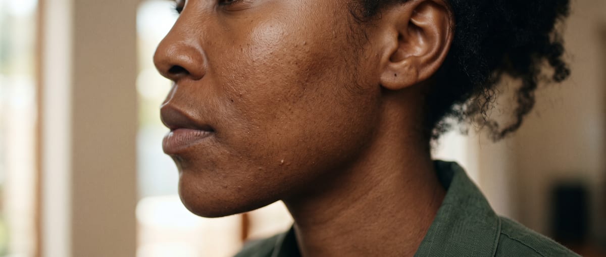 Taking a photograph of the skin on a phone in natural light