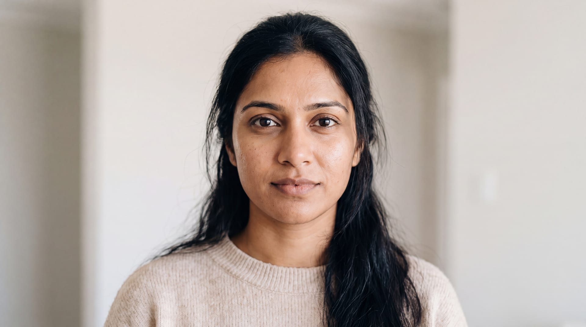 South African woman looking directly at the camera